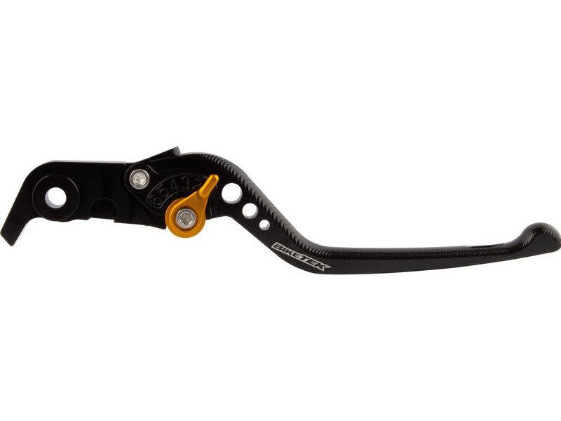 BIKETEK Adjustable CNC Brake Lever Long - Black / Gold Adjuster - #B76 click to zoom image