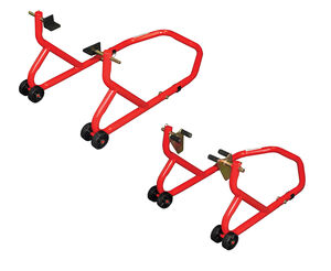 BIKETEK Series 3 Front And Rear Track Paddock Stand Set - Red 