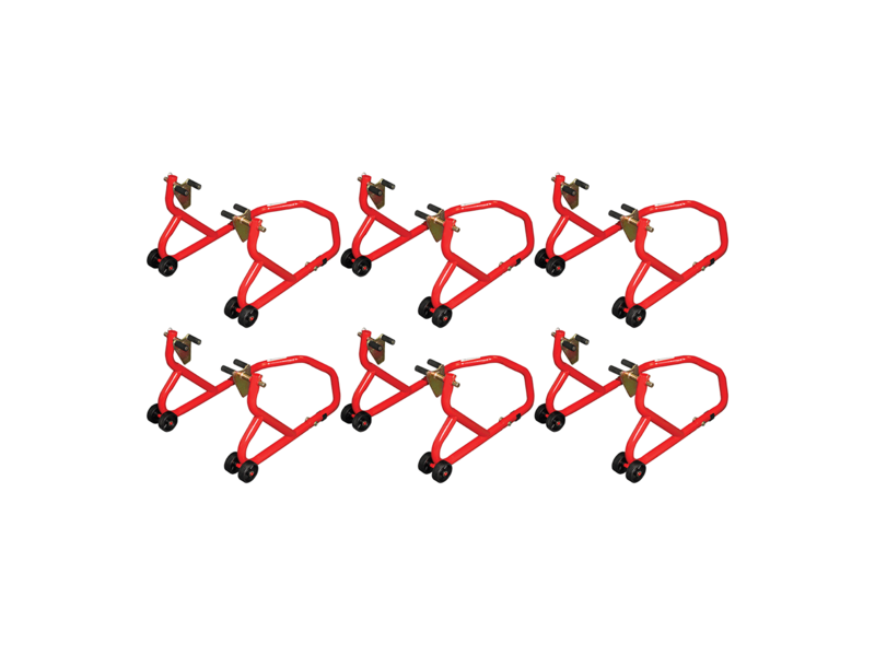 BIKETEK Series 3 Front Track Paddock Stand 6 Pack - Red click to zoom image