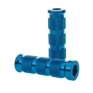 BIKETEK Aluminium Knurled Replacement Road/Track Footrest Pegs Round (Blue) - PAIR 