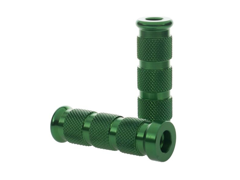 BIKETEK Aluminium Knurled Replacement Road/Track Footrest Pegs Round (Green) - PAIR click to zoom image