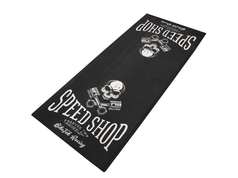 BIKETEK 'Series 7' Garage Mat - 'Speed Shop' (190x80cm) click to zoom image