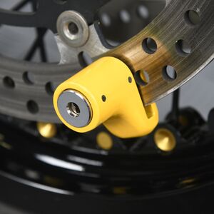 MAMMOTH SECURITY Micro Yellow Motorcycl Disc Lock With 6mm Pin click to zoom image