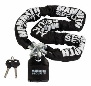MAMMOTH SECURITY Lock And Chain 10mm x 1200mm Chain / Closed Shackle Lock 
