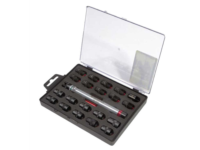 BIKESERVICE 22pcs Spoke (Fixed torque, not adjustable) wrench Set w steel ends click to zoom image