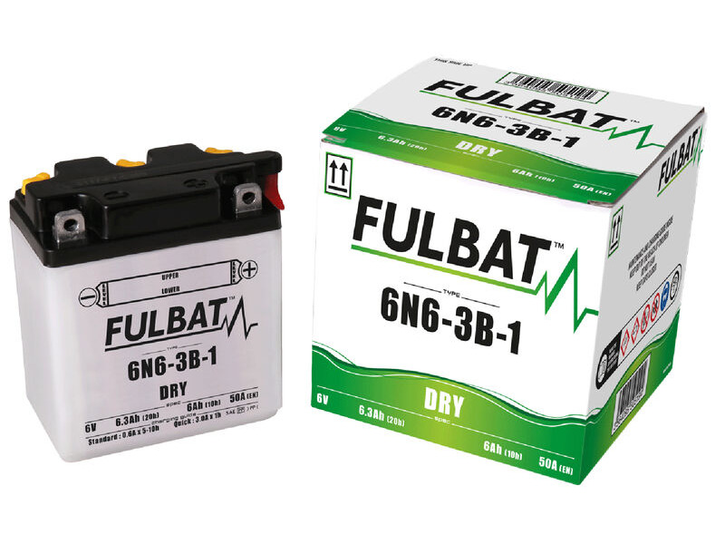 FULBAT Battery Dry - 6N6-3B-1, With Acid Pack click to zoom image