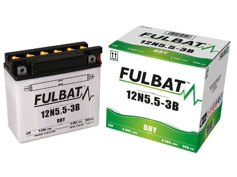 FULBAT Battery Dry - 12N5.5-3B, With Acid Pack click to zoom image