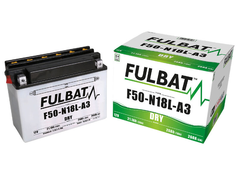 FULBAT Battery Dry - F50-N18L-A3, With Acid Pack click to zoom image