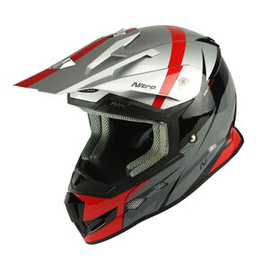 NITRO MX700 Recoil Helmet - Silver/Black/Gun/Red 