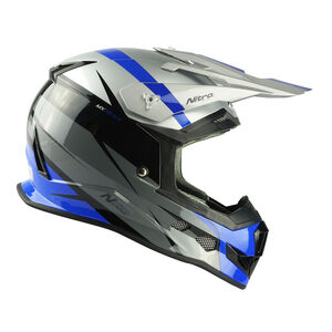 NITRO MX700 Recoil Helmet - Silver/Black/Gun/Blue click to zoom image