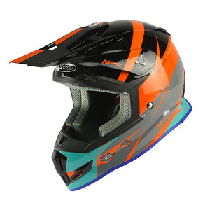 NITRO MX700 Recoil Helmet - Black/Flo Orange/Gun/Teal 