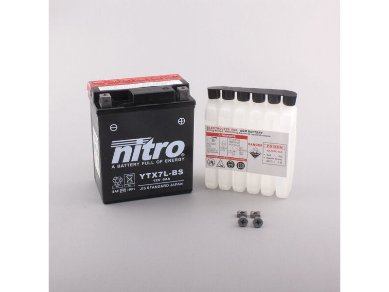 NITRO BATT YTX7L-BS AGM open with acid pack (GTX7L-BS) click to zoom image