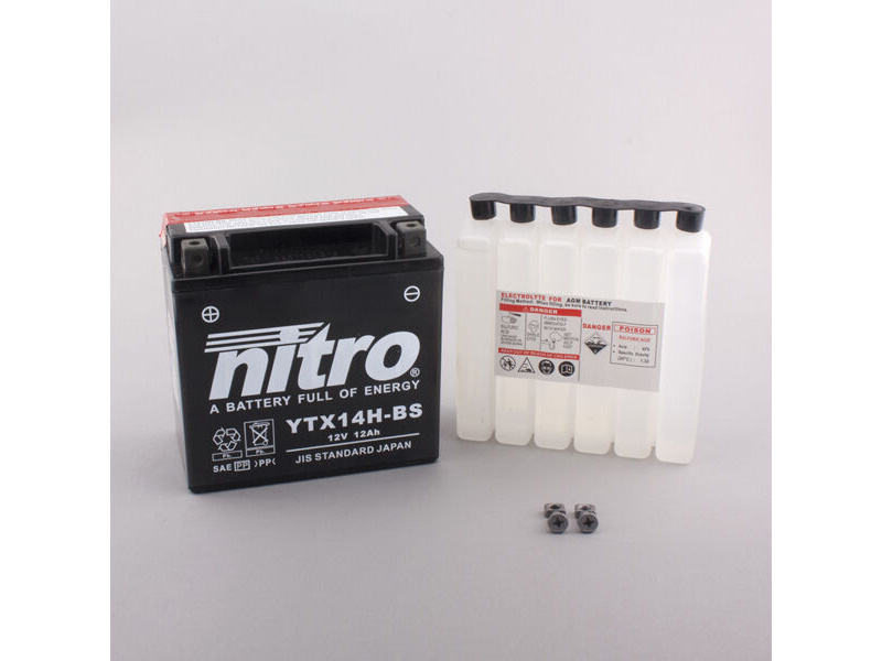 NITRO BATT YTX14H-BS AGM open with acid pack (GTX14H-BS) click to zoom image