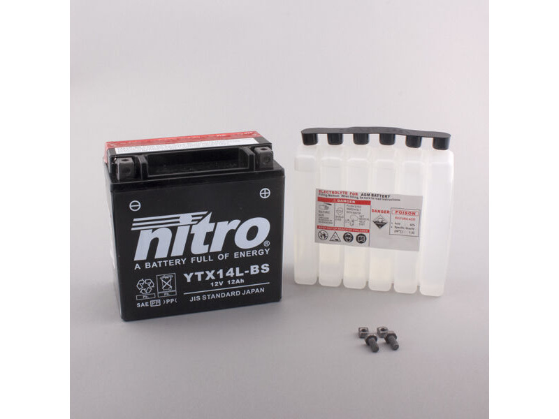 NITRO BATT YTX14L-BS AGM open with acid pack (GTX14L-BS) click to zoom image