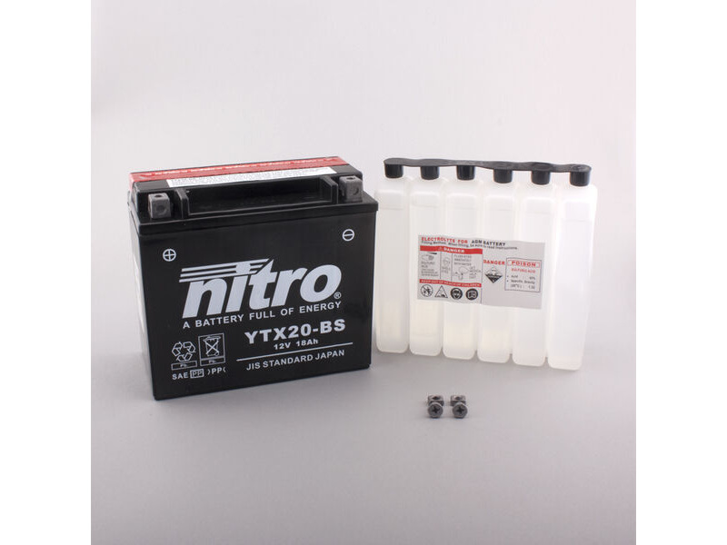 NITRO BATT YTX20-BS AGM open with acid pack (GTX20-BS) click to zoom image
