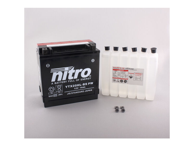 NITRO BATT YTX20HL-BS-PW AGM open with acid pack click to zoom image