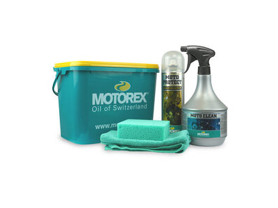 MOTOREX Motocare Kit In Bucket (Motoclean, Moto Protect, Sponge & Cloth)