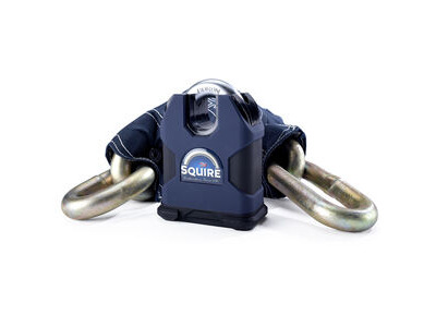 SQUIRE Colossus Sold Secure Gold 80 Boron 16mm Closed Shackle Lock with 19 mm x 1.2m Chain
