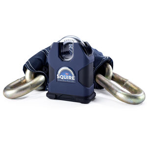 SQUIRE Colossus Sold Secure Gold 80 Boron 16mm Closed Shackle Lock with 19 mm x 1.2m Chain 
