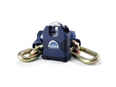 SQUIRE Samson Sold Secure Gold 80 Boron 16mm Closed Shackle Lock with 16mm x 1.2m Chain
