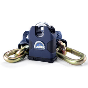 SQUIRE Samson Sold Secure Gold 80 Boron 16mm Closed Shackle Lock with 16mm x 1.5m Chain 