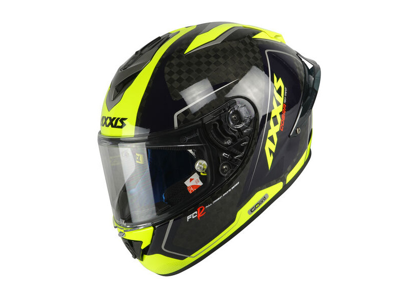 AXXIS Cobra Rage A3 Gloss Fluo Yellow Carbon Inc Free Dark Visor+Pinlock click to zoom image