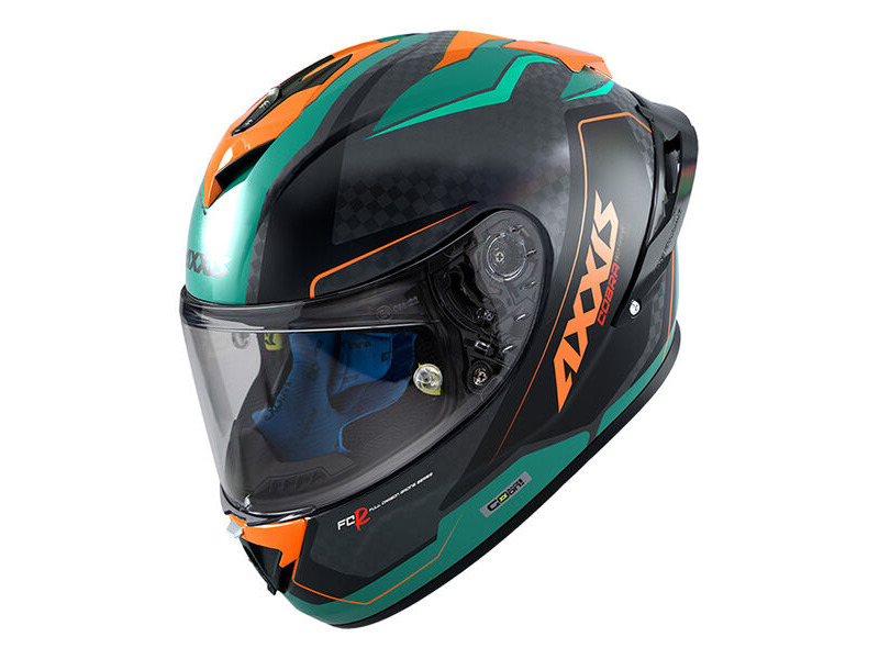 AXXIS Cobra Rage A16 Gloss Green Carbon Inc Free Dark Visor+Pinlock - Special Order click to zoom image