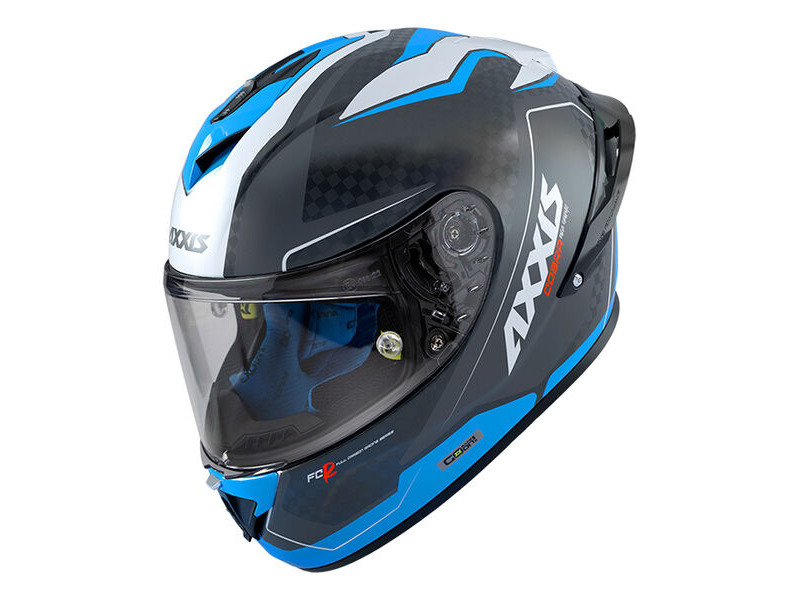 AXXIS Cobra Rage A0 Gloss White Blue Carbon Inc Free Dark Visor+Pinlock - Special Order click to zoom image