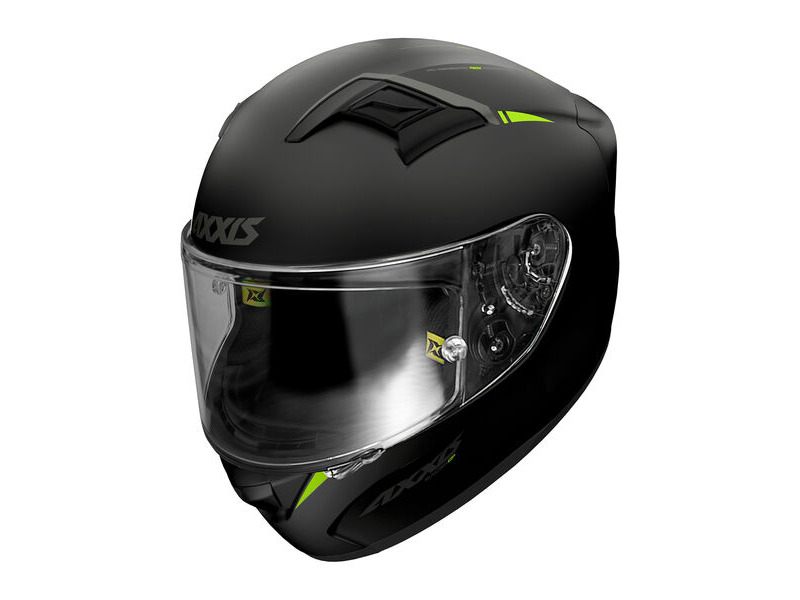 AXXIS Racer GP Solid B3 Matt Blk Fluo Yel Fibre SV Inc Free Dark Visor+Pinlock click to zoom image