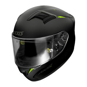 AXXIS Racer GP Solid B3 Matt Blk Fluo Yel Fibre SV Inc Free Dark Visor+Pinlock 