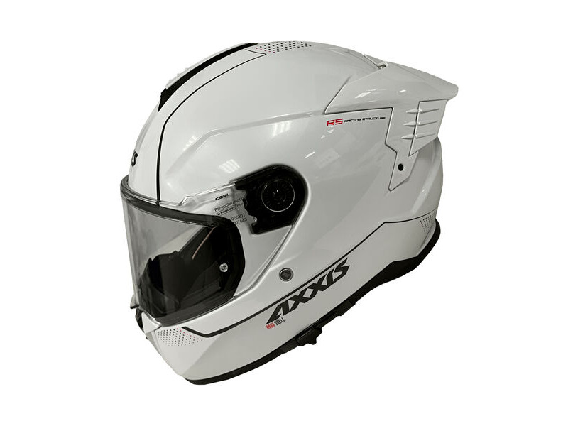 AXXIS Hawk Evo SV Solid A0 Pearl Gloss White Helmet Inc Race Spoiler click to zoom image