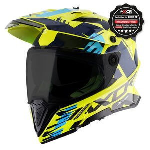 AXOR Helmet X-Cross Adventure - X1 Gloss Neon Yellow/Blue Graphic 