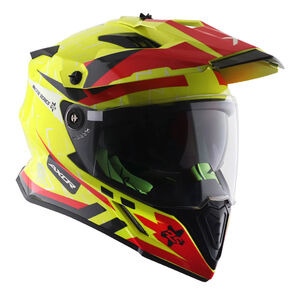 AXOR Helmet X-Cross Adventure - Flash Gloss Neon Yellow/Red Graphic click to zoom image