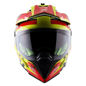 AXOR Helmet X-Cross Adventure - Flash Gloss Neon Yellow/Red Graphic click to zoom image