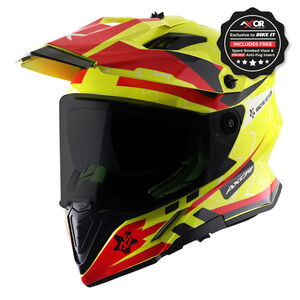 AXOR Helmet X-Cross Adventure - Flash Gloss Neon Yellow/Red Graphic click to zoom image