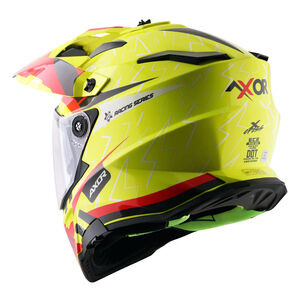 AXOR Helmet X-Cross Adventure - Flash Gloss Neon Yellow/Red Graphic click to zoom image