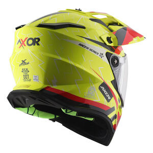AXOR Helmet X-Cross Adventure - Flash Gloss Neon Yellow/Red Graphic click to zoom image