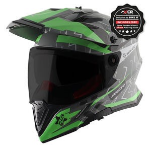AXOR Helmet X-Cross Adventure - Flash Gloss Cool Grey/Green Graphic 