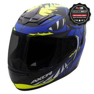 AXOR Rage Full Face Helmet - Python Blue Yellow Black Matt click to zoom image