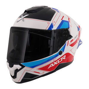 AXOR Brutale Full Face Helmet With Dual Spoiler Ryden White Red Blue click to zoom image