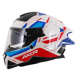 AXOR Brutale Full Face Helmet With Dual Spoiler Ryden White Red Blue click to zoom image