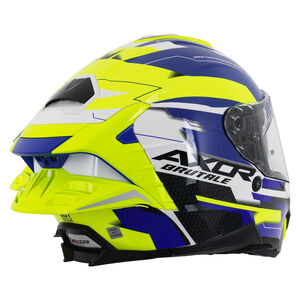 AXOR Brutale Full Face Helmet With Dual Spoiler Plexus Blue Fluo Yellow click to zoom image