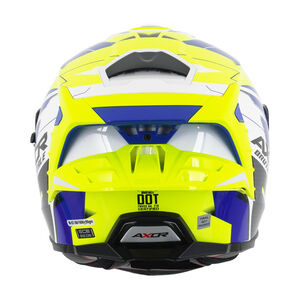 AXOR Brutale Full Face Helmet With Dual Spoiler Plexus Blue Fluo Yellow click to zoom image