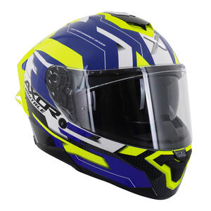 AXOR Brutale Full Face Helmet With Dual Spoiler Plexus Blue Fluo Yellow click to zoom image