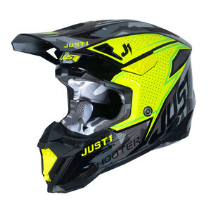 Just1 J40 Motocross Helmet Shooter Camo Fluo Yellow Black click to zoom image