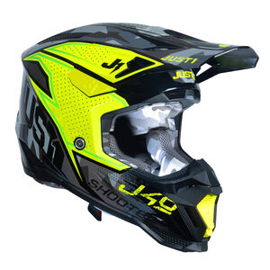 Just1 J40 Motocross Helmet Shooter Camo Fluo Yellow Black click to zoom image