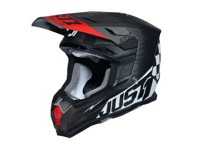 Just1 J22 Motocross Helmet Flagman Red Titanium Black L