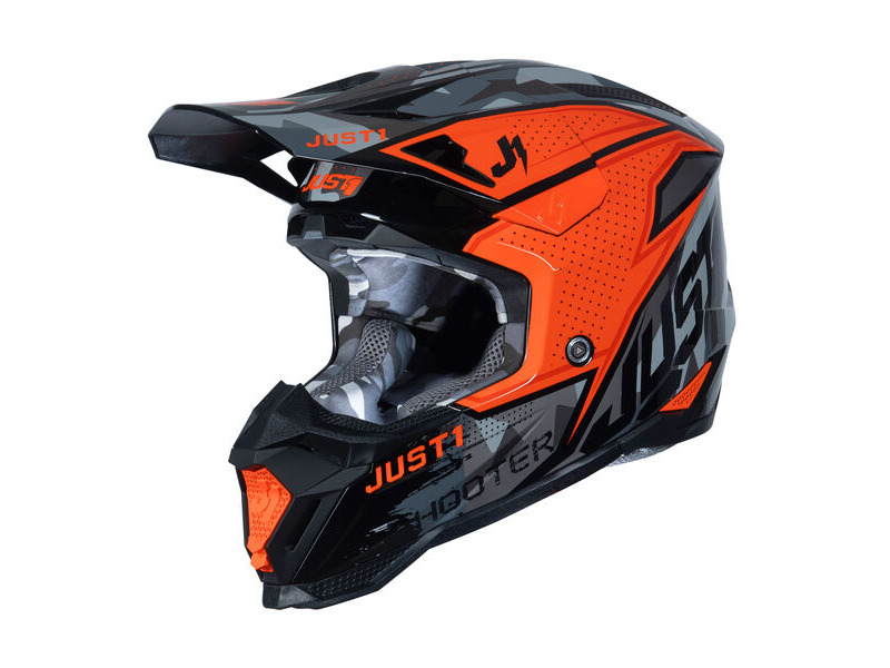 Just1 J40 Motocross Helmet Shooter Camo Orange Black click to zoom image