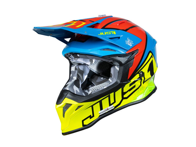 Just1 J39 Motocross Helmet Thruster Fluo Yellow Red Blue click to zoom image