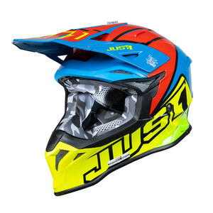 Just1 J39 Motocross Helmet Thruster Fluo Yellow Red Blue click to zoom image